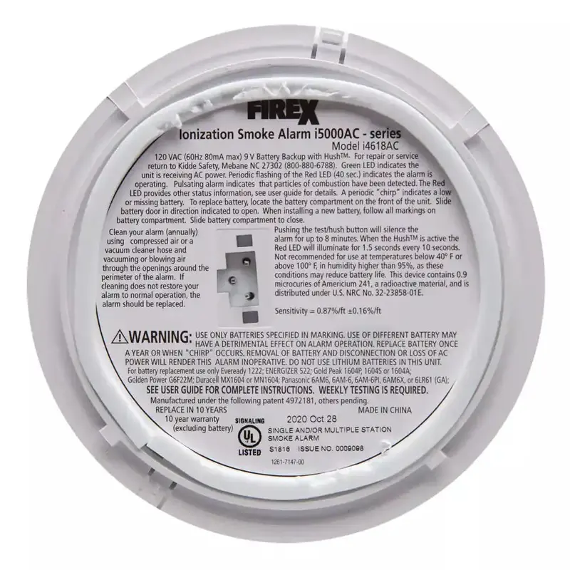 Kidde Firex i4618 Hardwired Smoke Detector Pack – 4-Unit Ionization Alarms with Backup Battery and Interconnect Capability