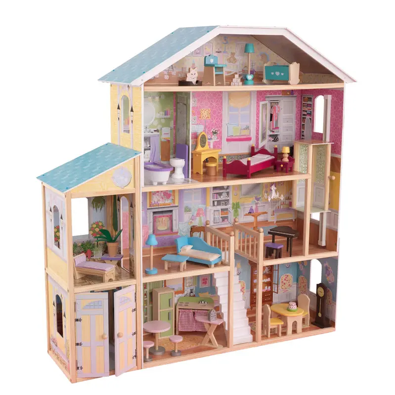 KidKraft Majestic Mansion Dollhouse – Three-Story Wooden Playset with 34 Decorative Accessories