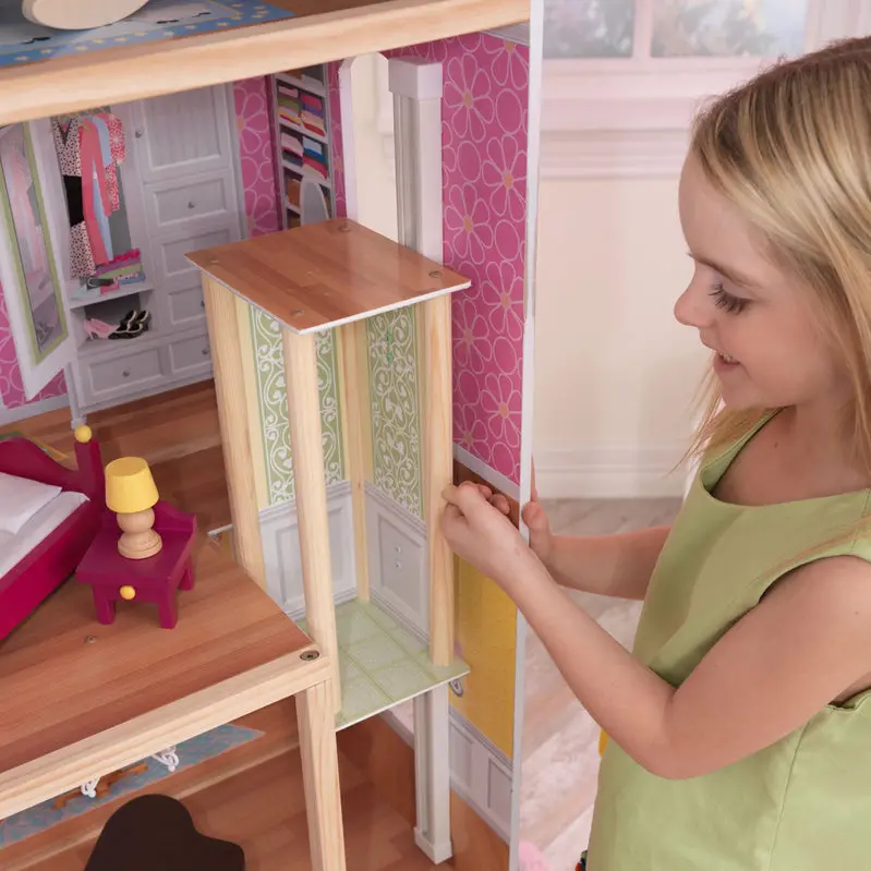 KidKraft Majestic Mansion Dollhouse – Three-Story Wooden Playset with 34 Decorative Accessories