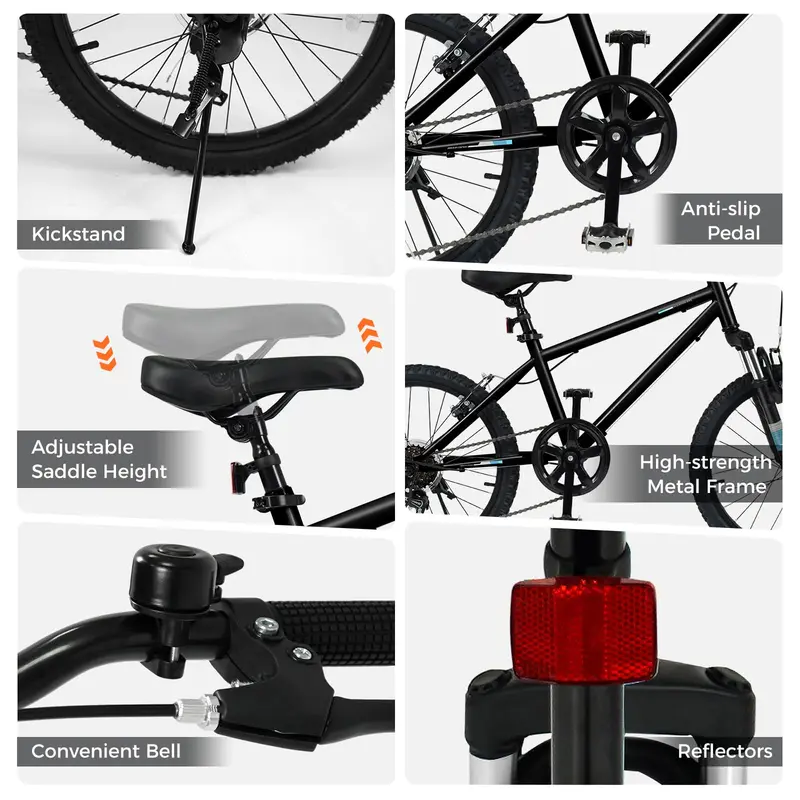 Kids’ 20- and 24-Inch Mountain Bike – 6-Speed Drivetrain with Front Suspension Fork