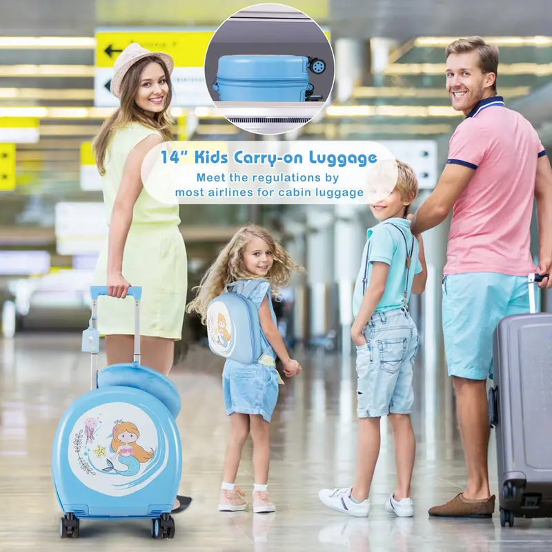 Kids’ 4-Piece Luggage Set – Hardside Spinner Carry-On (14") + Backpack (10") 2