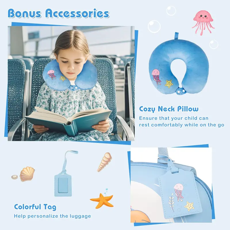 Kids’ 4-Piece Luggage Set – Hardside Spinner Carry-On (14") + Backpack (10")