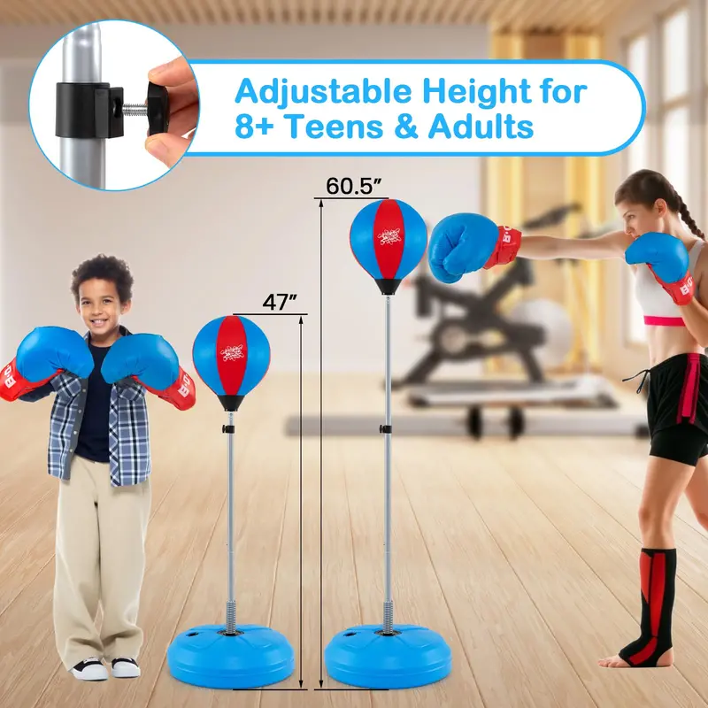 Kids’ Adjustable Punching Bag Set – Includes Reflex Ball and Safe Boxing Toy Components