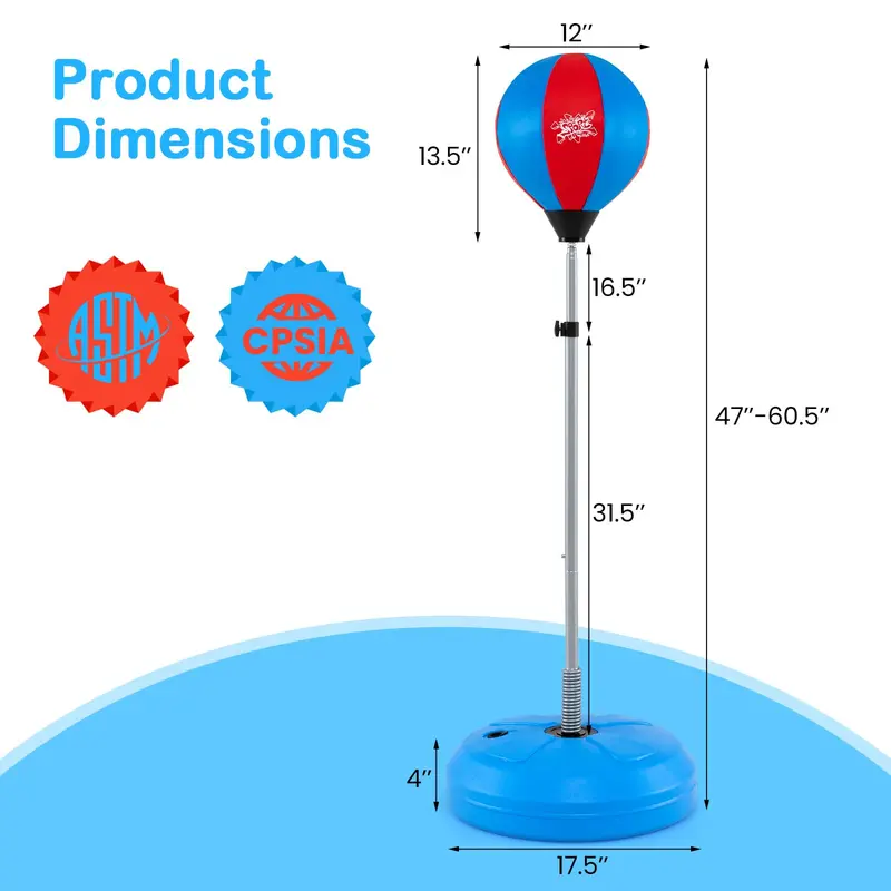 Kids’ Adjustable Punching Bag Set – Includes Reflex Ball and Safe Boxing Toy Components
