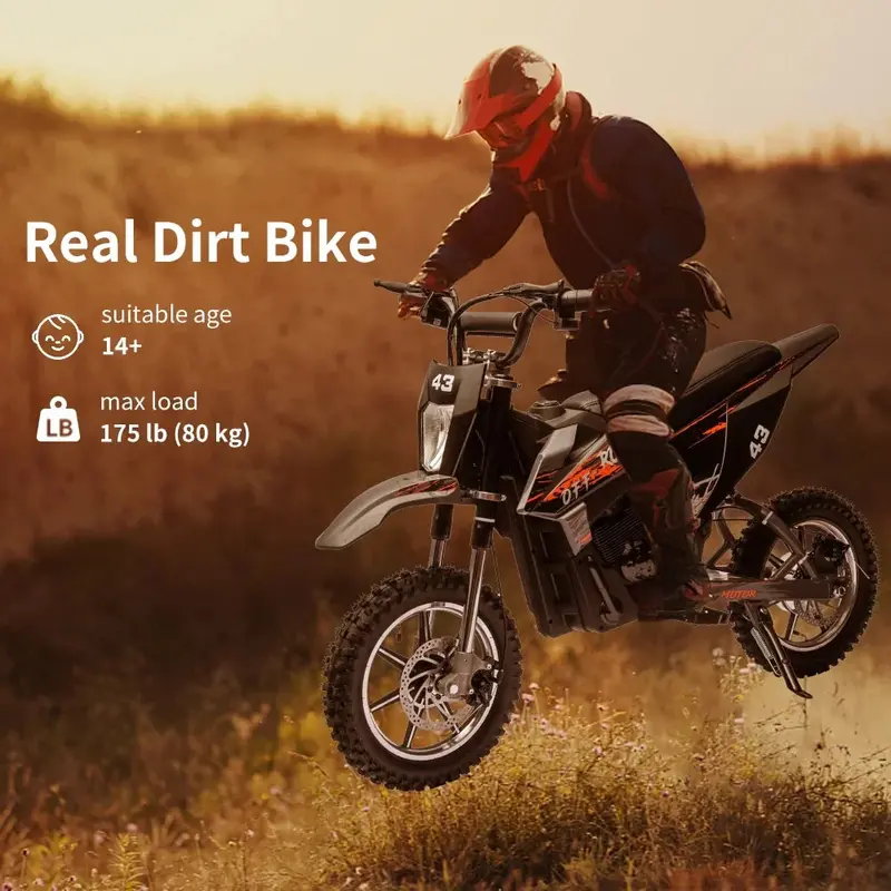 Kids’ Electric Dirt Bike – 36V, 350W Brushless Motor, LED Headlight, Leather Seat, Ages 8–16