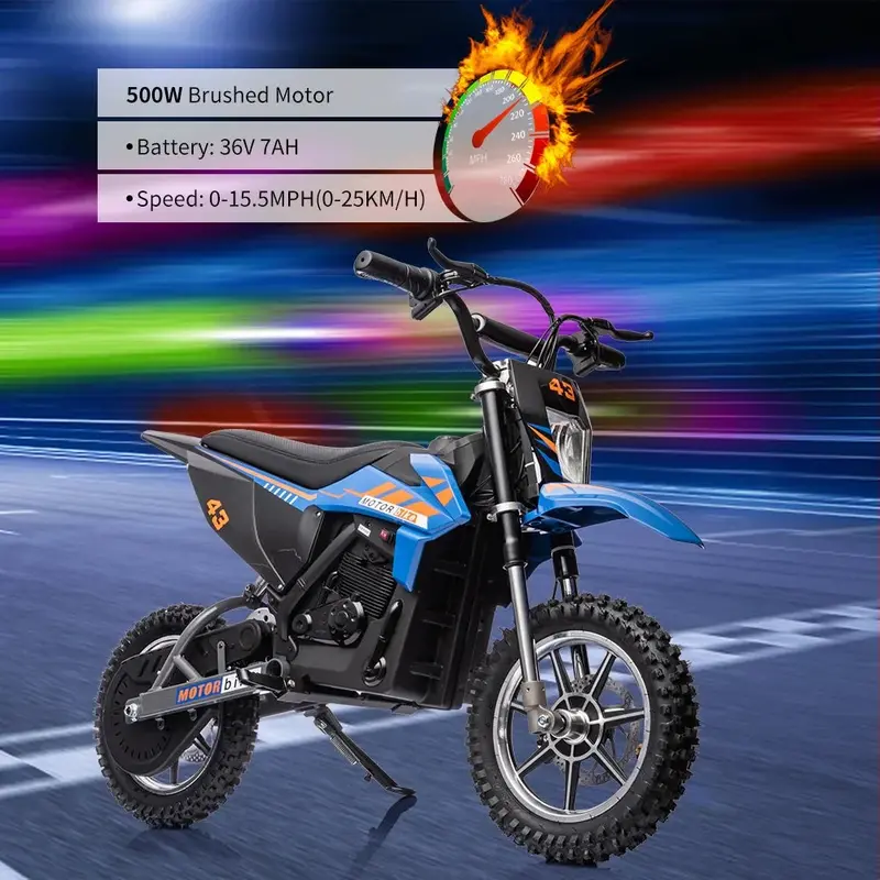 Kids’ Electric Dirt Bike – 36V, 350W Brushless Motor, LED Headlight, Leather Seat, Ages 8–16