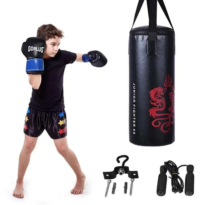 Kids’ Kickboxing Punching Bag Set with Pre-Filled Bag and Matching Gloves