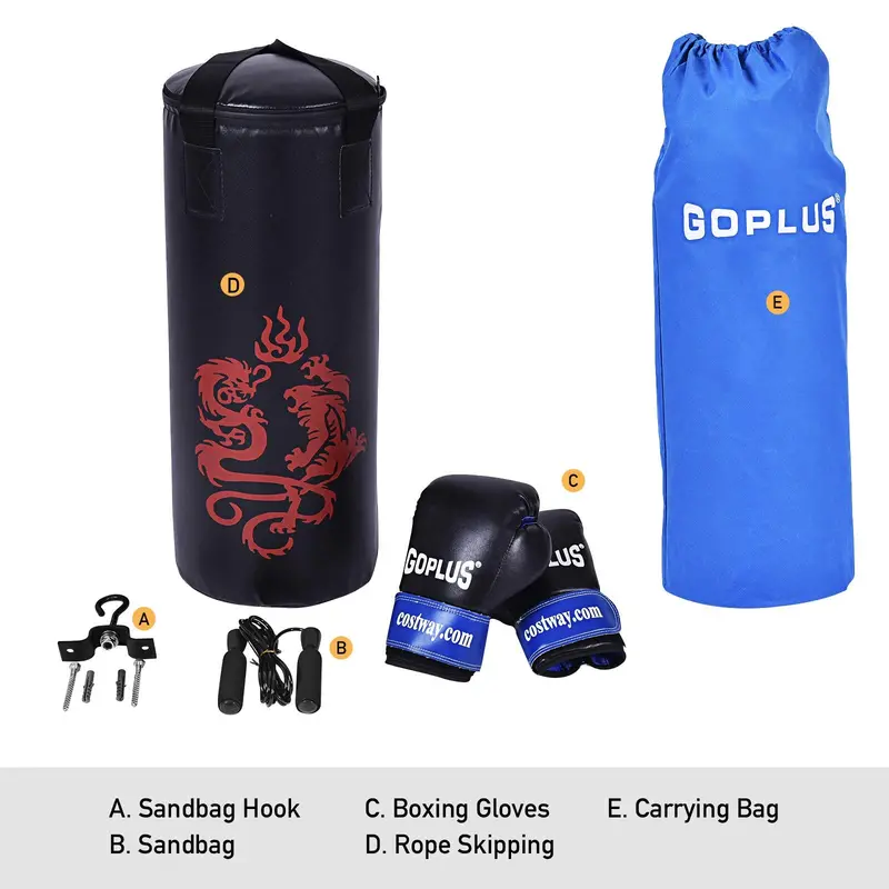 Kids’ Kickboxing Punching Bag Set with Pre-Filled Bag and Matching Gloves