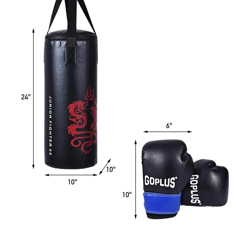 Kids’ Kickboxing Punching Bag Set with Pre-Filled Bag and Matching Gloves