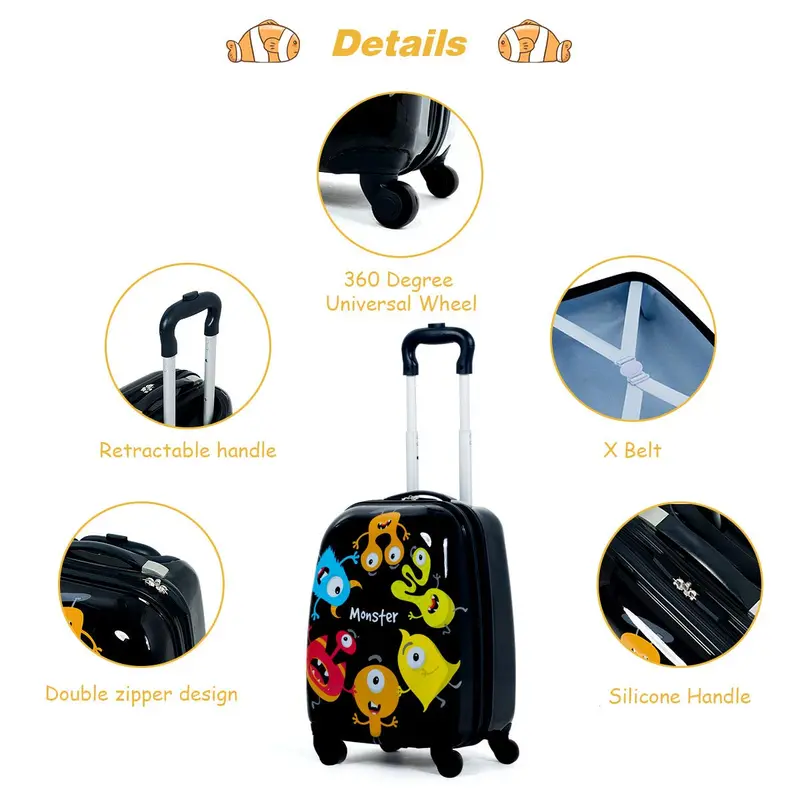 Kids’ Luggage Set – Two-Piece Carry-On Collection (12-inch and 16-inch) with Lightweight Design