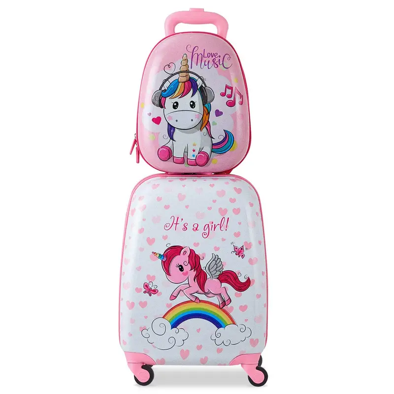 Kids’ Luggage Set – Two-Piece Lightweight Spinner Suitcase Combo (12" + 16") for Traveling Children