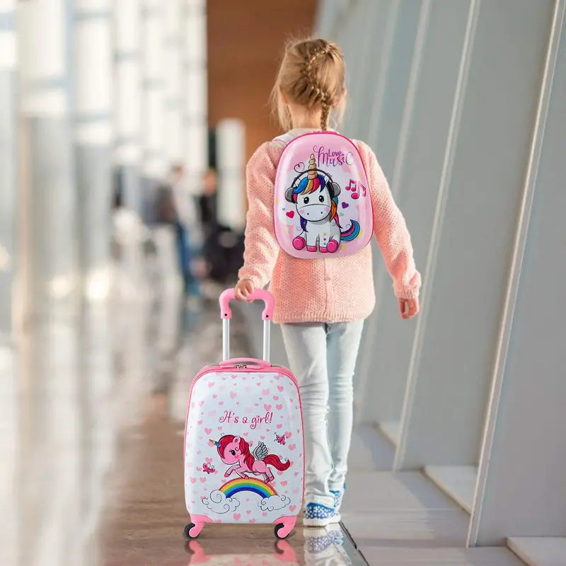 Kids’ Luggage Set – Two-Piece Lightweight Spinner Suitcase Combo (12" + 16") for Traveling Children 2