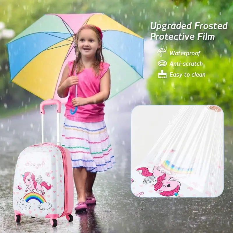 Kids’ Luggage Set – Two-Piece Lightweight Spinner Suitcase Combo (12" + 16") for Traveling Children