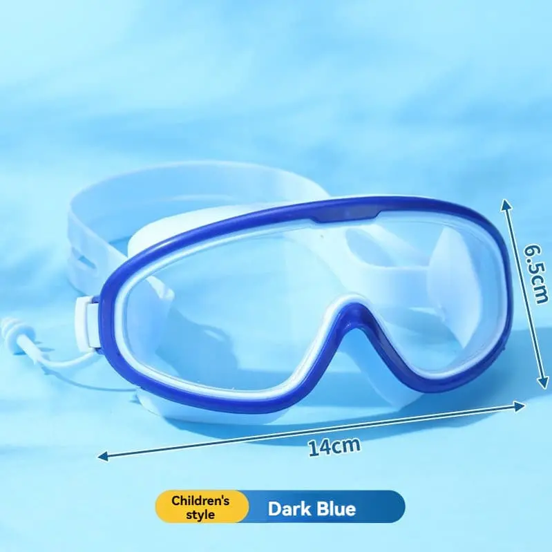 Kids’ Oversized Anti-Fog Goggles – HD Lens with Integrated Earplugs for Swimming and Water Activities