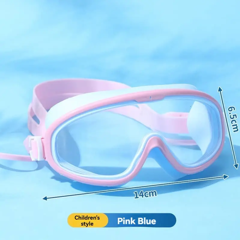 Kids’ Oversized Anti-Fog Goggles – HD Lens with Integrated Earplugs for Swimming and Water Activities