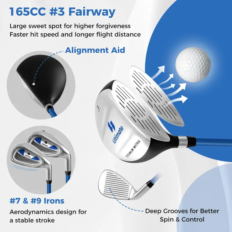 Kids' Right-Handed Golf Club Set for Ages 8–10 with Stand Bag