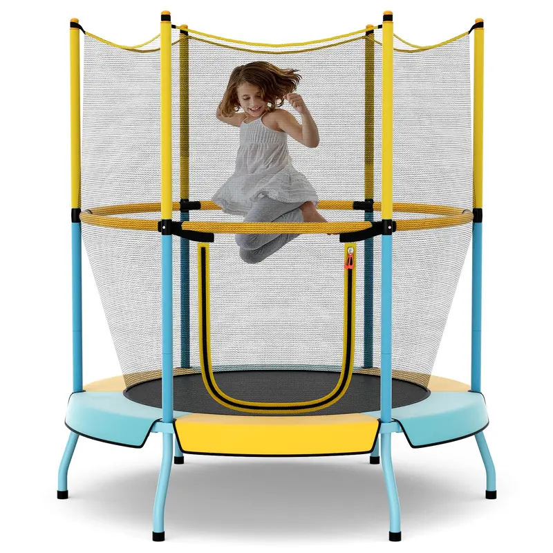 Kids’ Round Trampoline with Safety Enclosure