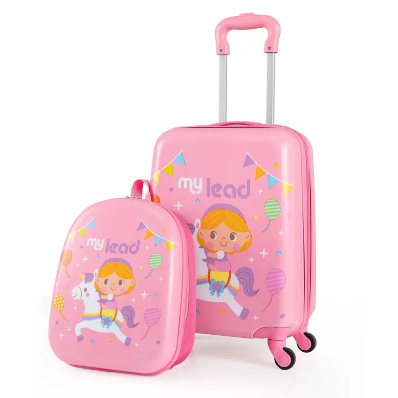 Kids’ Spinner Luggage Set – 2-Piece Pink Travel Suitcase Combo for Boys & Girls