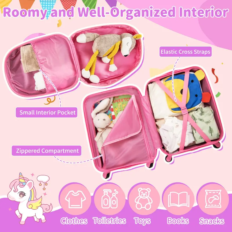 Kids’ Spinner Luggage Set – 2-Piece Pink Travel Suitcase Combo for Boys & Girls 2