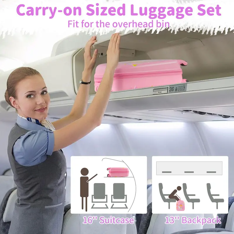Kids’ Spinner Luggage Set – 2-Piece Pink Travel Suitcase Combo for Boys & Girls