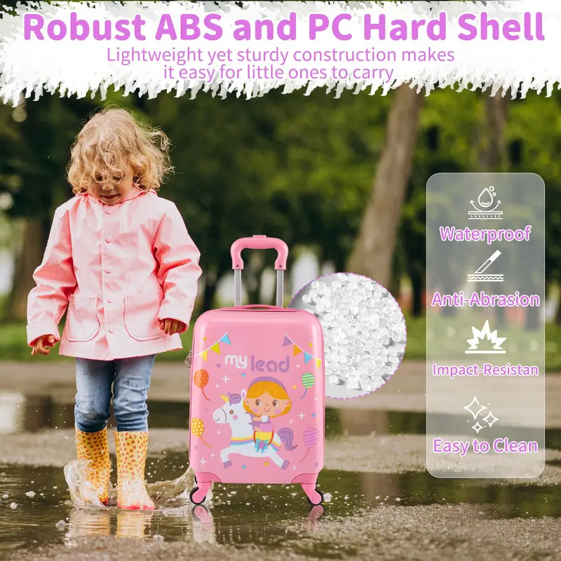 Kids’ Spinner Luggage Set – 2-Piece Pink Travel Suitcase Combo for Boys & Girls
