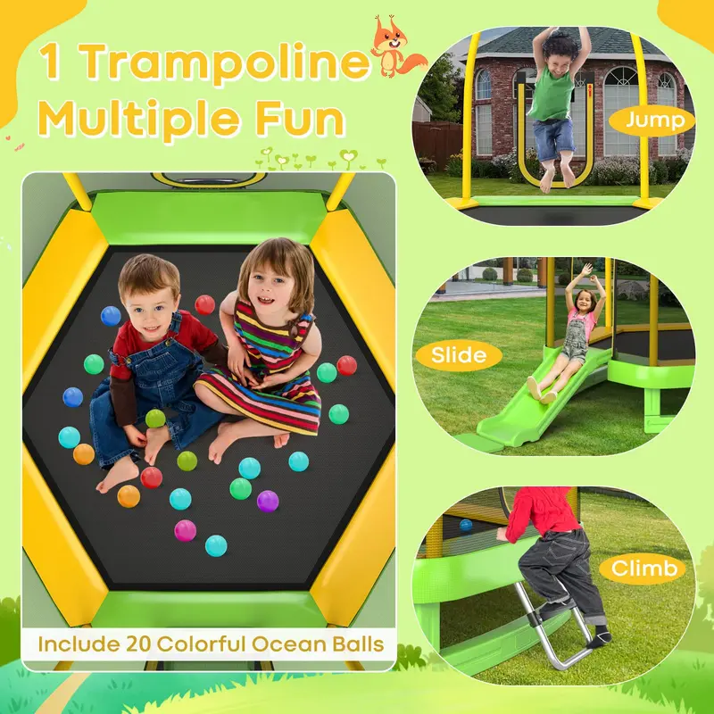 Kids’ Trampoline with Integrated Slide, 7-Foot ASTM-Certified Backyard Play Set 2