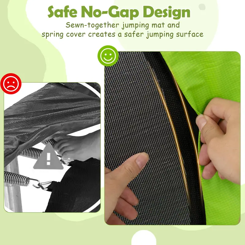 Kids’ Trampoline with Safety Enclosure – Includes Adjustable Gymnastics Bar, Swing & Basketball Hoop