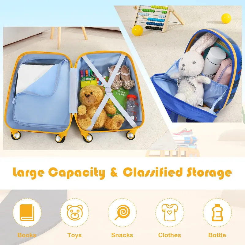 Kids’ Travel Luggage Set – 12-Inch and 18-Inch Carry-On Suitcases Designed for Young Travelers
