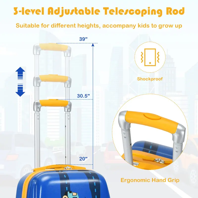 Kids’ Travel Luggage Set – 12-Inch and 18-Inch Carry-On Suitcases Designed for Young Travelers