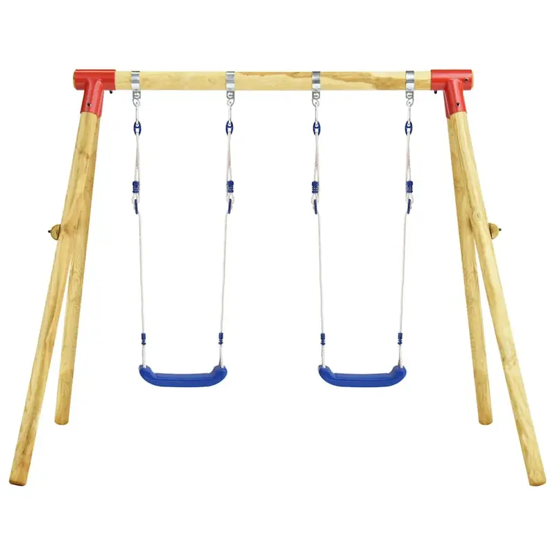 Kids' Wooden Outdoor Swing Set with Play Features
