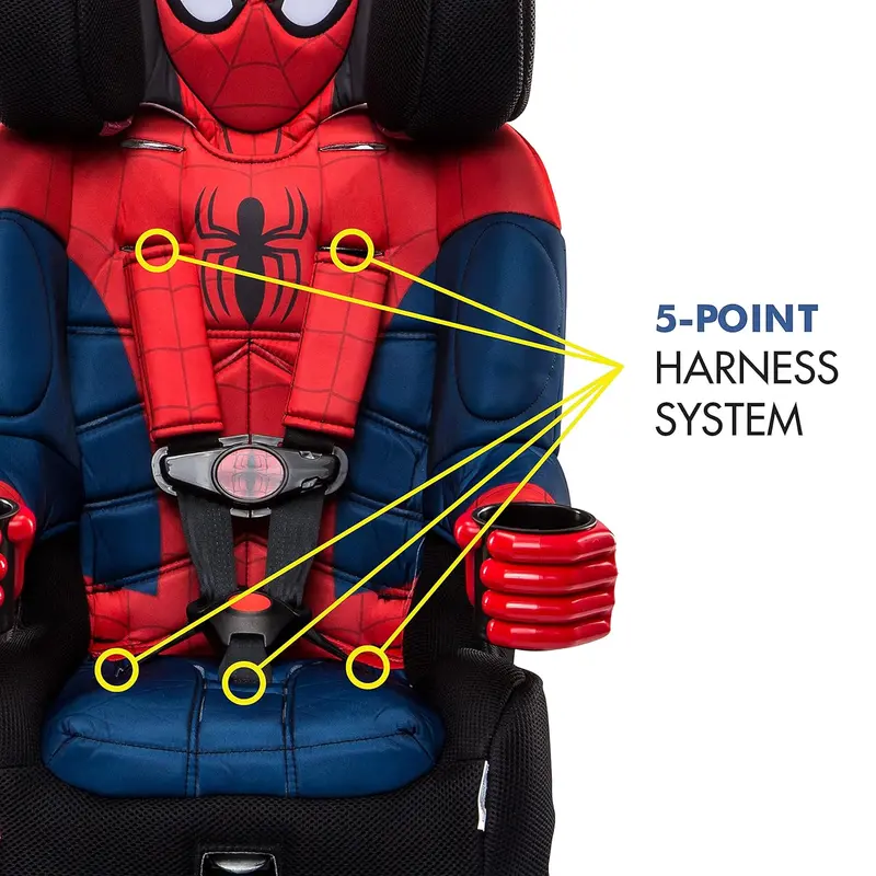 KidsEmbrace Marvel Spider-Man 2-in-1 Car Seat — Convertible Booster with LATCH & 5-Point Harness