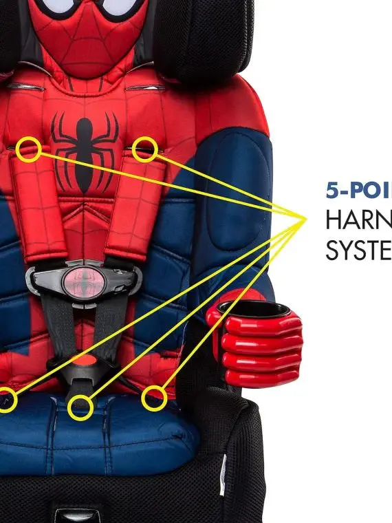KidsEmbrace Marvel Spider-Man 2-in-1 Car Seat — Convertible Booster with LATCH & 5-Point Harness