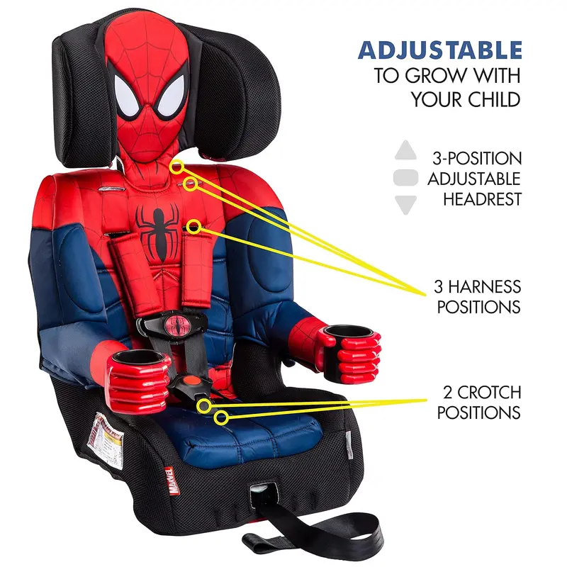 KidsEmbrace Marvel Spider-Man 2-in-1 Car Seat — Convertible Booster with LATCH & 5-Point Harness