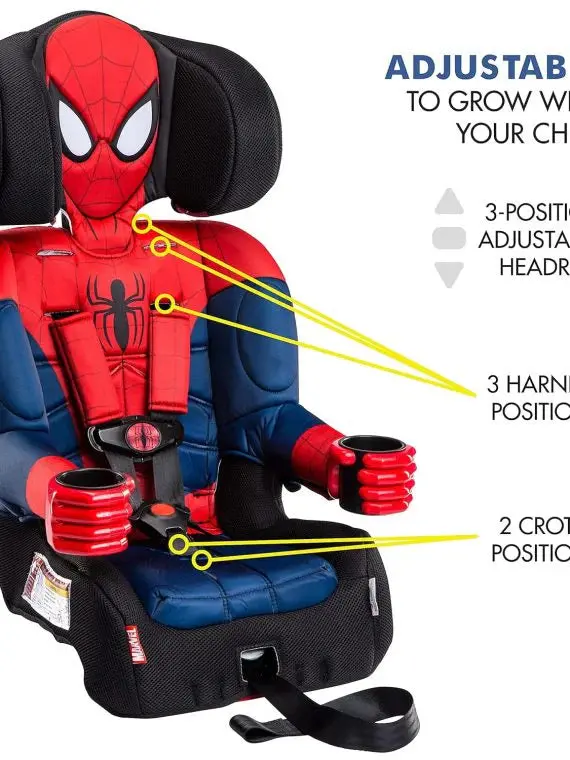 KidsEmbrace Marvel Spider-Man 2-in-1 Car Seat — Convertible Booster with LATCH & 5-Point Harness