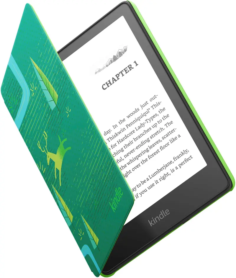 Kindle Paperwhite Kids — 6.8" E-Reader with Protective Cover, 16GB Storage, Emerald Forest Edition (2022–2023)
