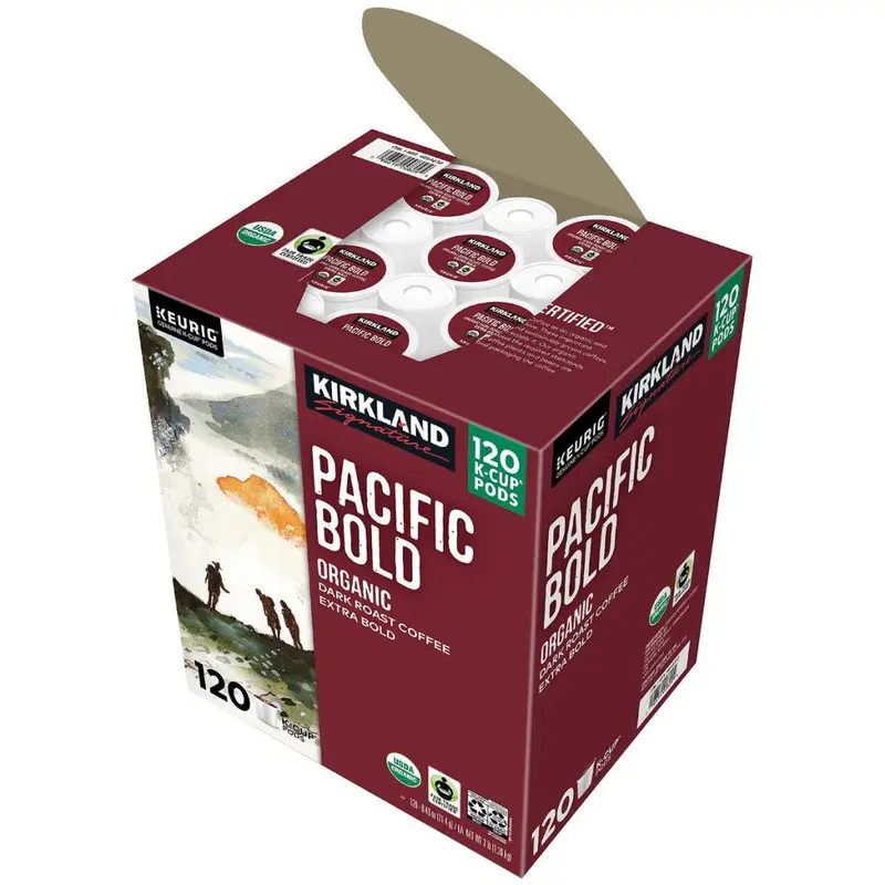 Kirkland Signature Organic Pacific Bold Dark Roast K-Cups – 120-Count, USDA Certified Organic