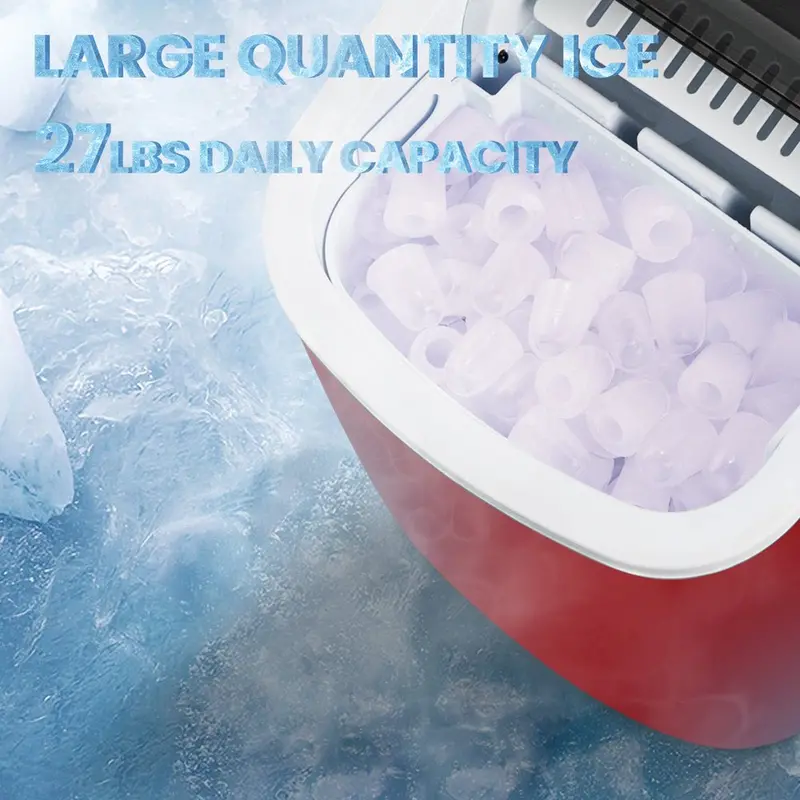 KISSAIR Portable Countertop Ice Maker — 26 lbs/24H Output, Self-Cleaning, Fast Cycle, Compact Design