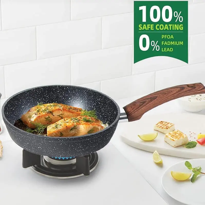 Kitchen Academy 12-Piece Granite Nonstick Induction Cookware Set – Eco-Friendly Green Finish