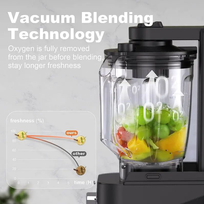Kitchen Quiet Vacuum Blender – 1500W Commercial Smoothie Maker with 56-Oz Jar and Safety Guard