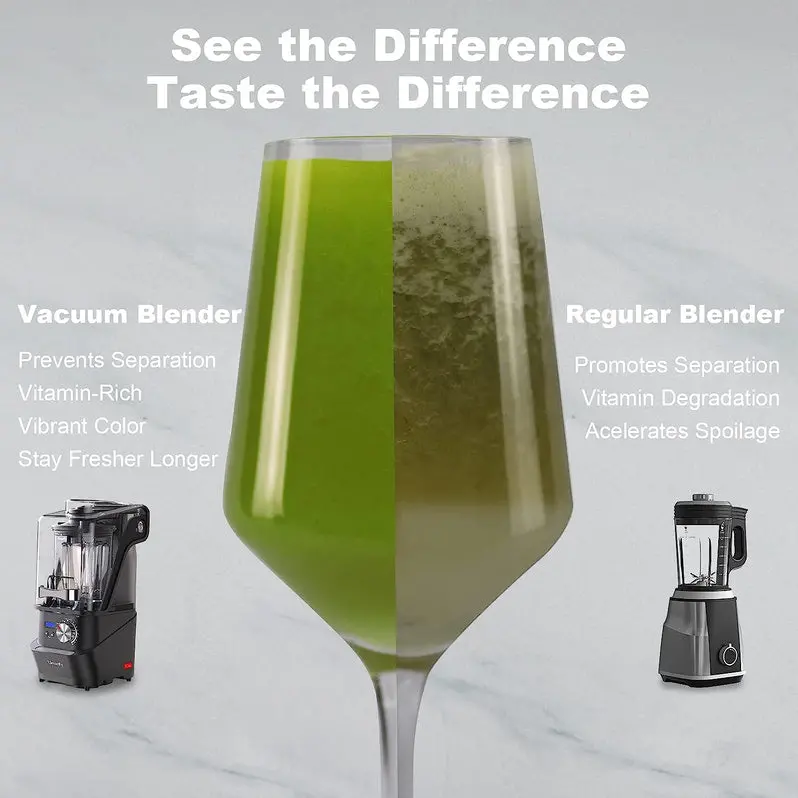 Kitchen Quiet Vacuum Blender – 1500W Commercial Smoothie Maker with 56-Oz Jar and Safety Guard