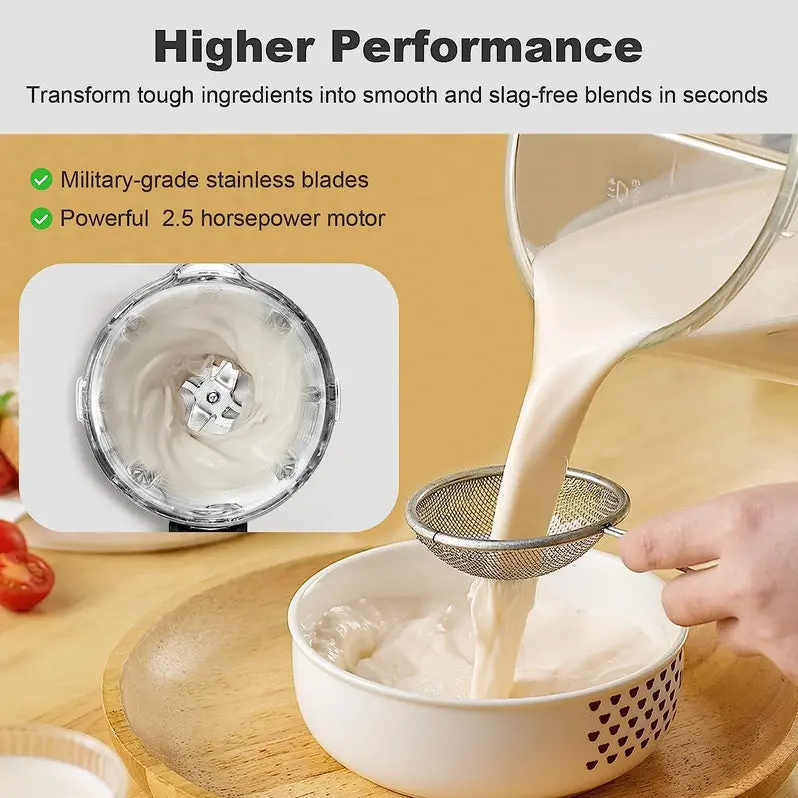 Kitchen Quiet Vacuum Blender – 1500W Commercial Smoothie Maker with 56-Oz Jar and Safety Guard