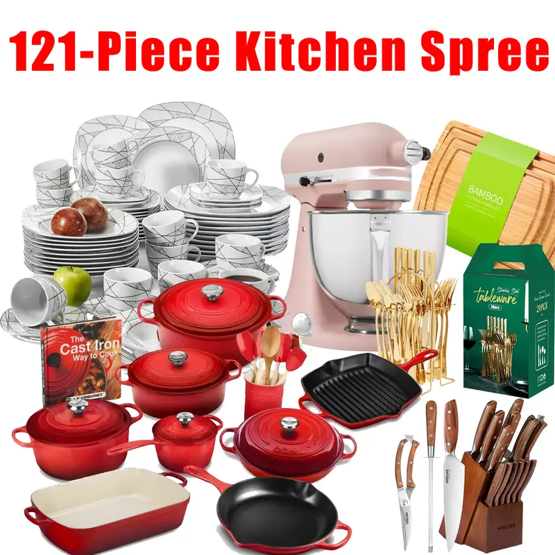 Kitchen Spree 121-Piece Essential Cookware & Utensil Set – All-in-One Culinary Collection