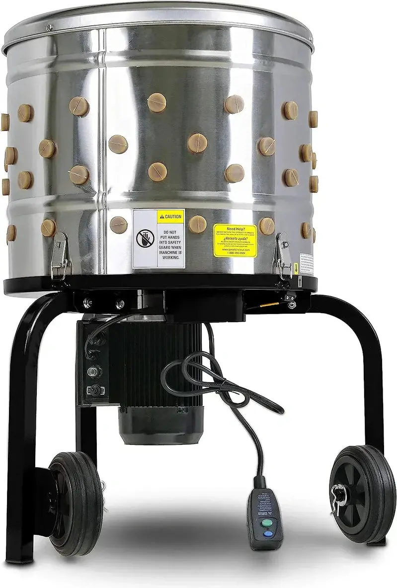 Kitchener Chicken Plucker – Heavy-Duty 1HP Electric Poultry Processor with 92 Soft Fingers, 20" Drum, and GFCI Safety Plug