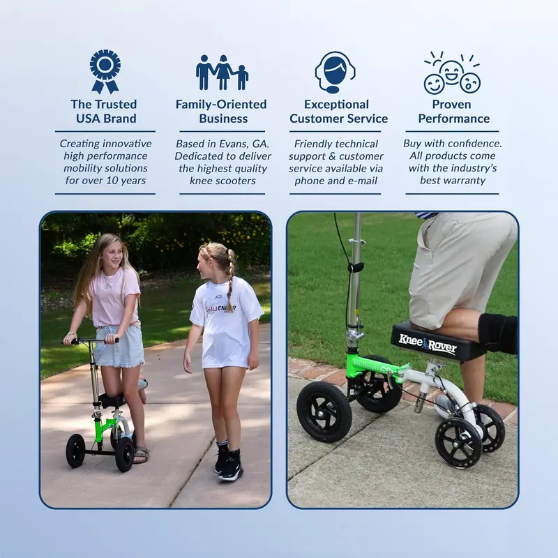 KneeRover GO HYBRID Knee Scooter – All-Terrain, Compact Design, Adjustable Height, Race Car Green