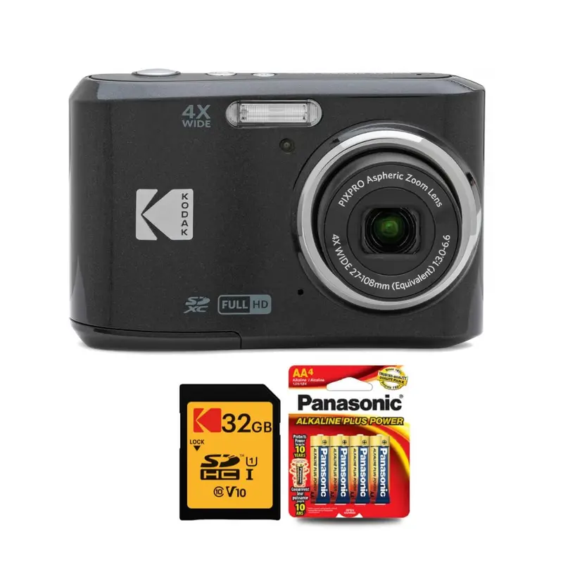 Kodak PIXPRO FZ45 Digital Camera (Black) with 32GB SD Card Bundle – 16MP, 45x Optical Zoom