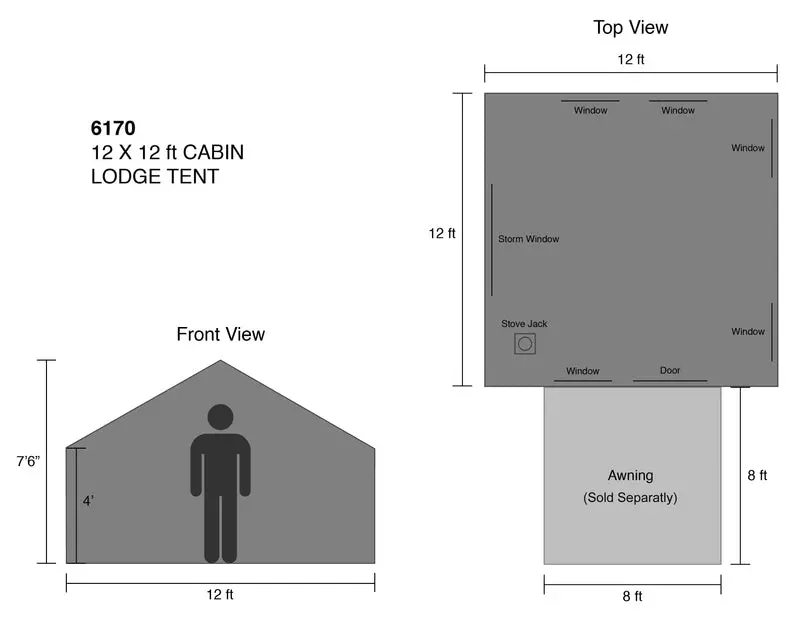 Kodiak Canvas Cabin Lodge Tent – 6170 Model with Stove Jack for Four-Season Camping and Wood-Stove Integration