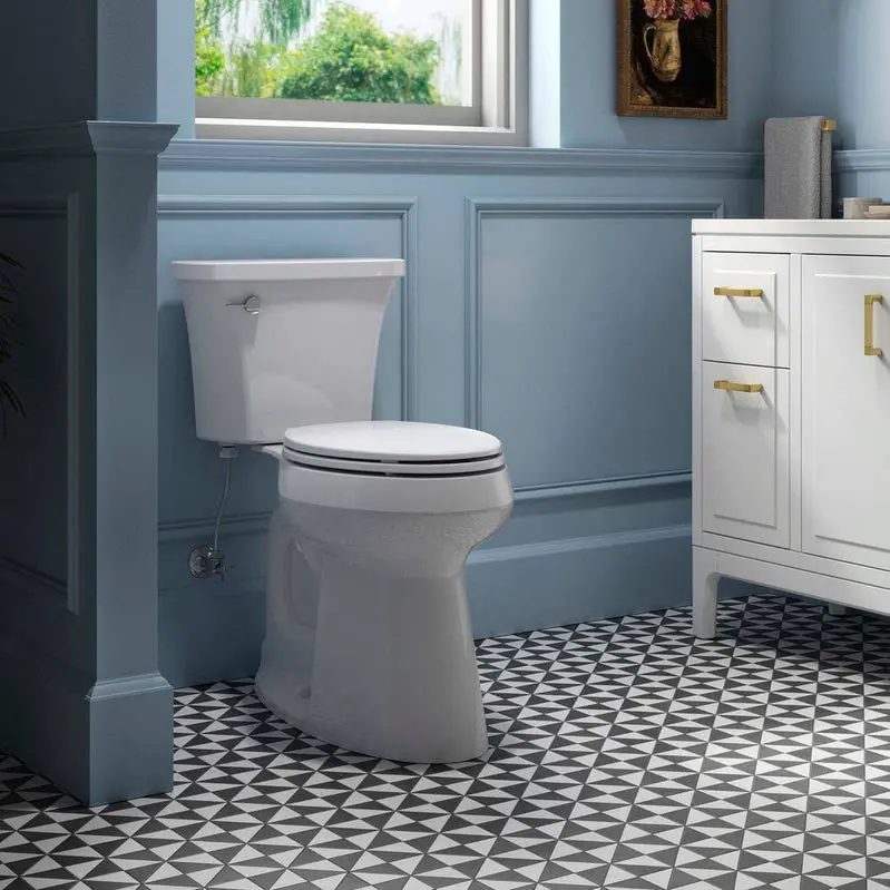 KOHLER Highline Arc Extra-Tall 2-Piece Elongated Toilet – 1.28 GPF Single-Flush, White (Seat Included) Model 78305-0