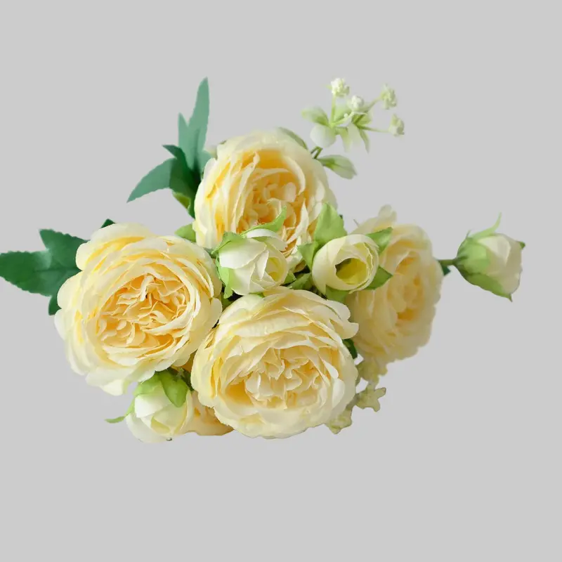 Korean-Inspired Handheld Peony Bouquet – 5-Stem Silk Arrangement, 31 cm