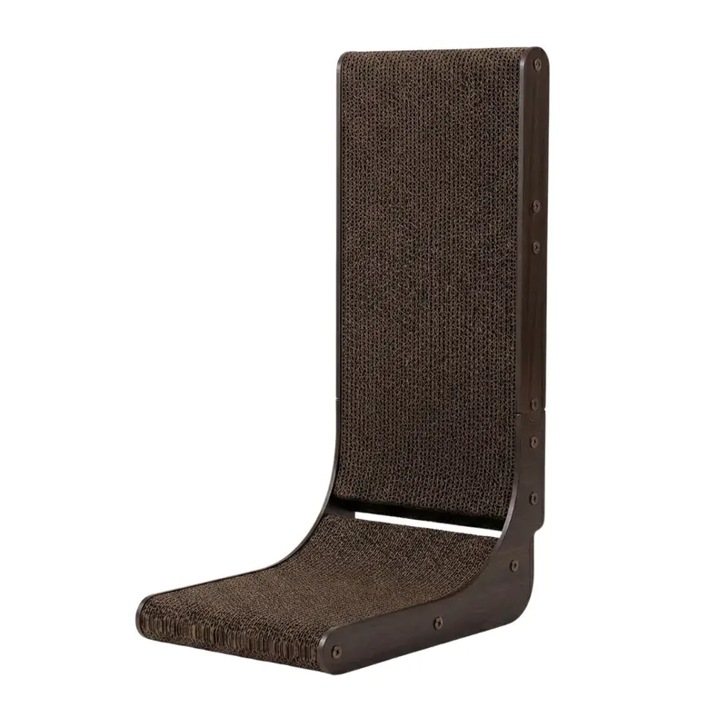 L-Shaped Cardboard Cat Scratcher – Vertical Wall-Mount + Flat Floor Panel Combo