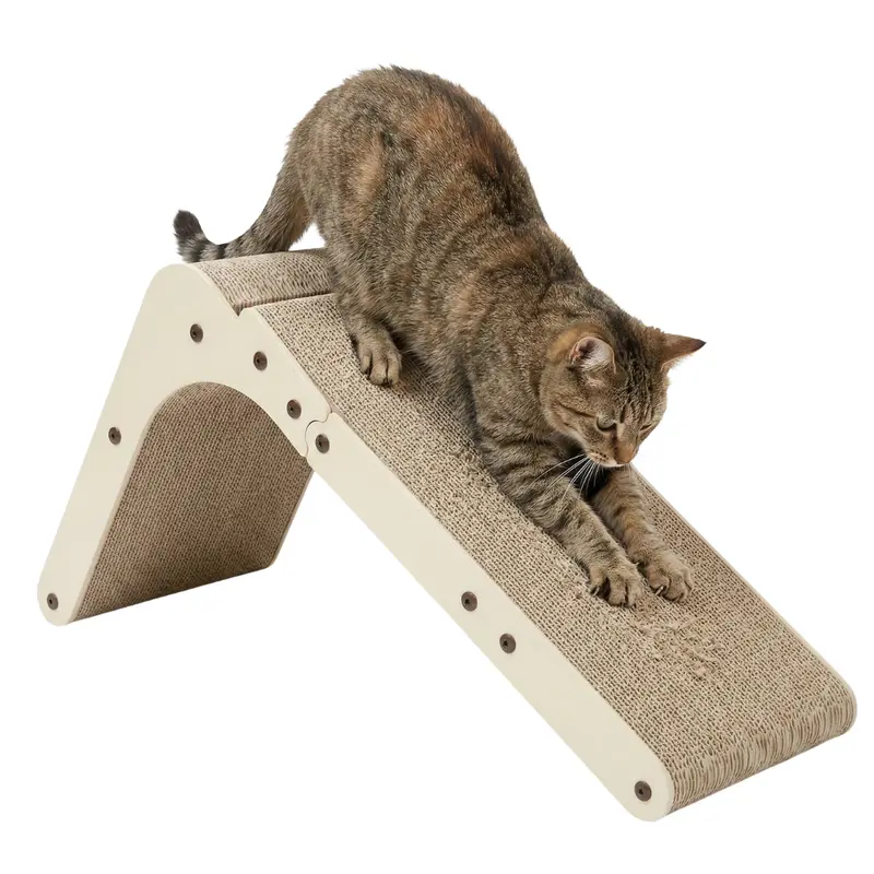 L-Shaped Cardboard Cat Scratcher – Vertical Wall-Mount + Flat Floor Panel Combo